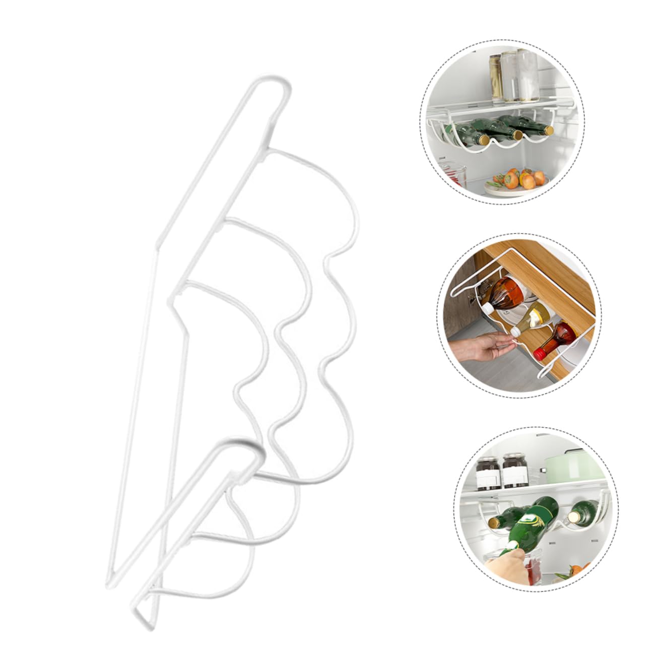 GRIRIW Fridge Drink Organizer Beer Rack Fridge Bottle Organizer White Iron Storage Rack