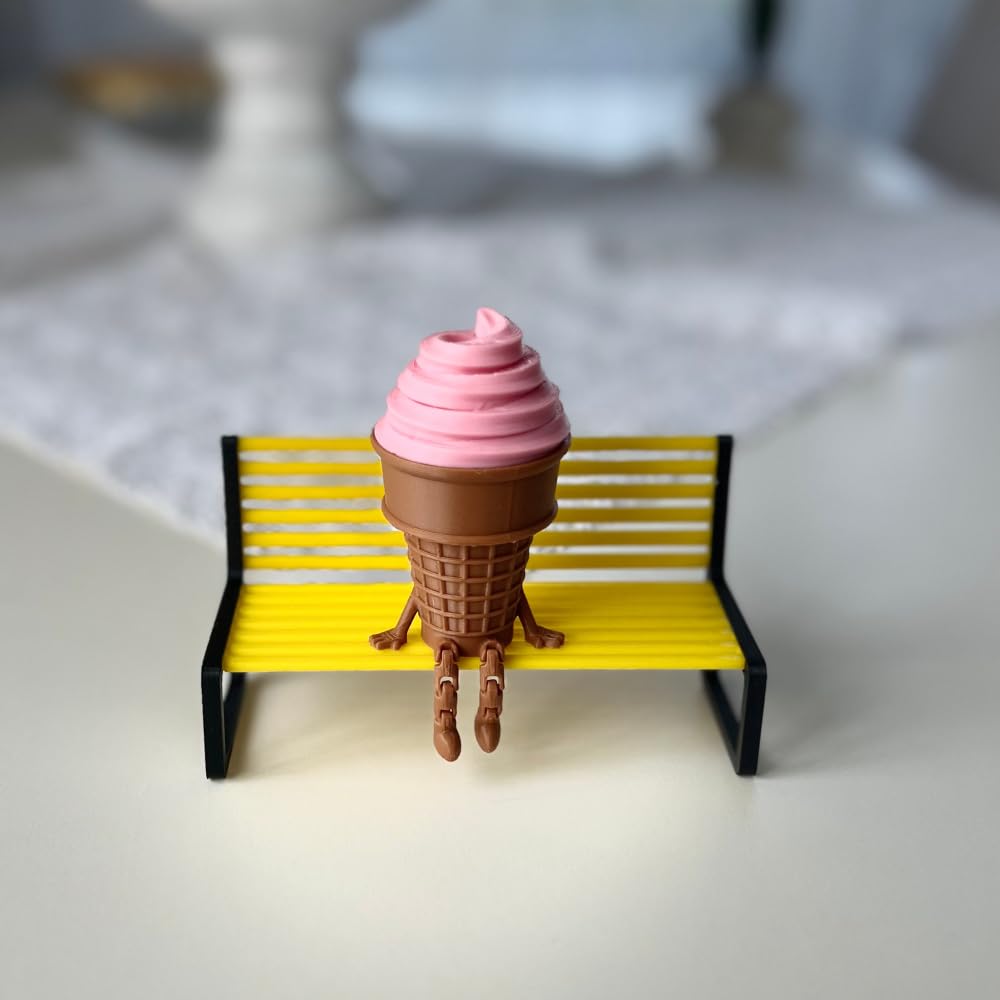 3'lü Renkli Dondurma Külahı Dekoratif Figür Seti - Sevimli Bacaklı Masaüstü Süs (Her biri 7.5 x 4.3 cm) BANK DAHİL DEĞİLDİR