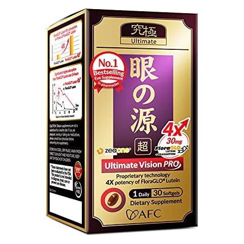 AFC Japan Ultimate Vision PRO - Eye Formula with FloraGLO Lutein 4X, Zeaxanthin, Bilberry Extract & Astaxanthin for Age-Related Eye Problem, Blurry & Poor Vision, Dry Eye, Macular Health, 30 Count Cover