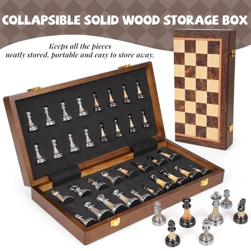 Juego de Ajedrez Deluxe Grande de 17 Pulgadas Madera y Piezas Metálicas miniatura 4