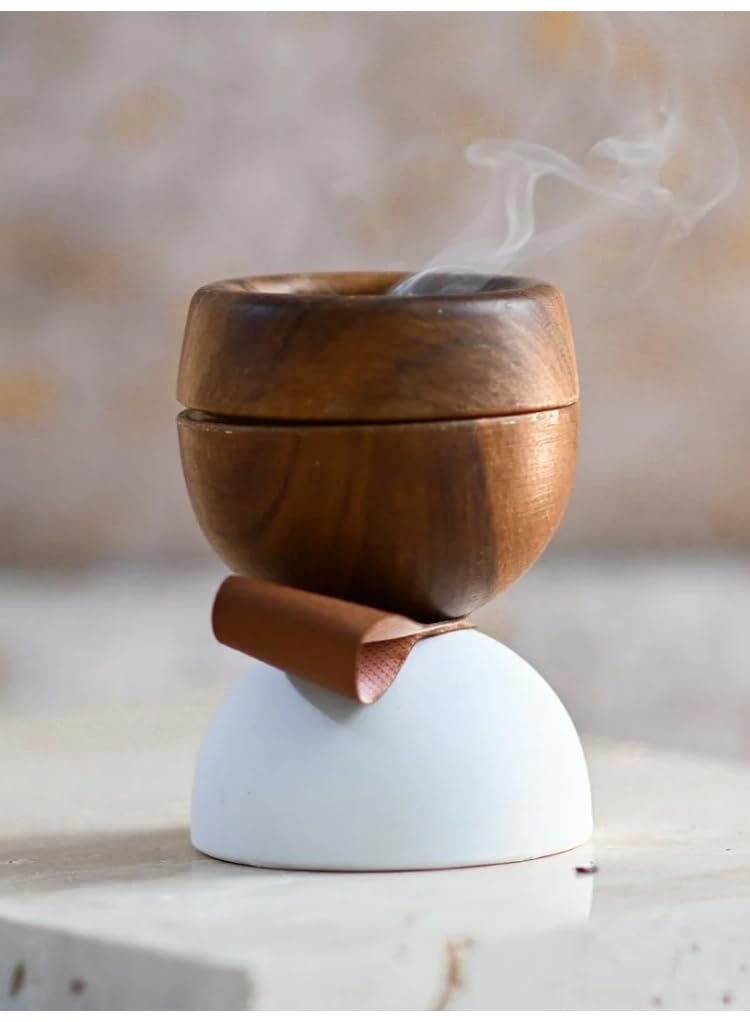 Fun Moment Ceramic Incense Burner Wood Color 9.5cm