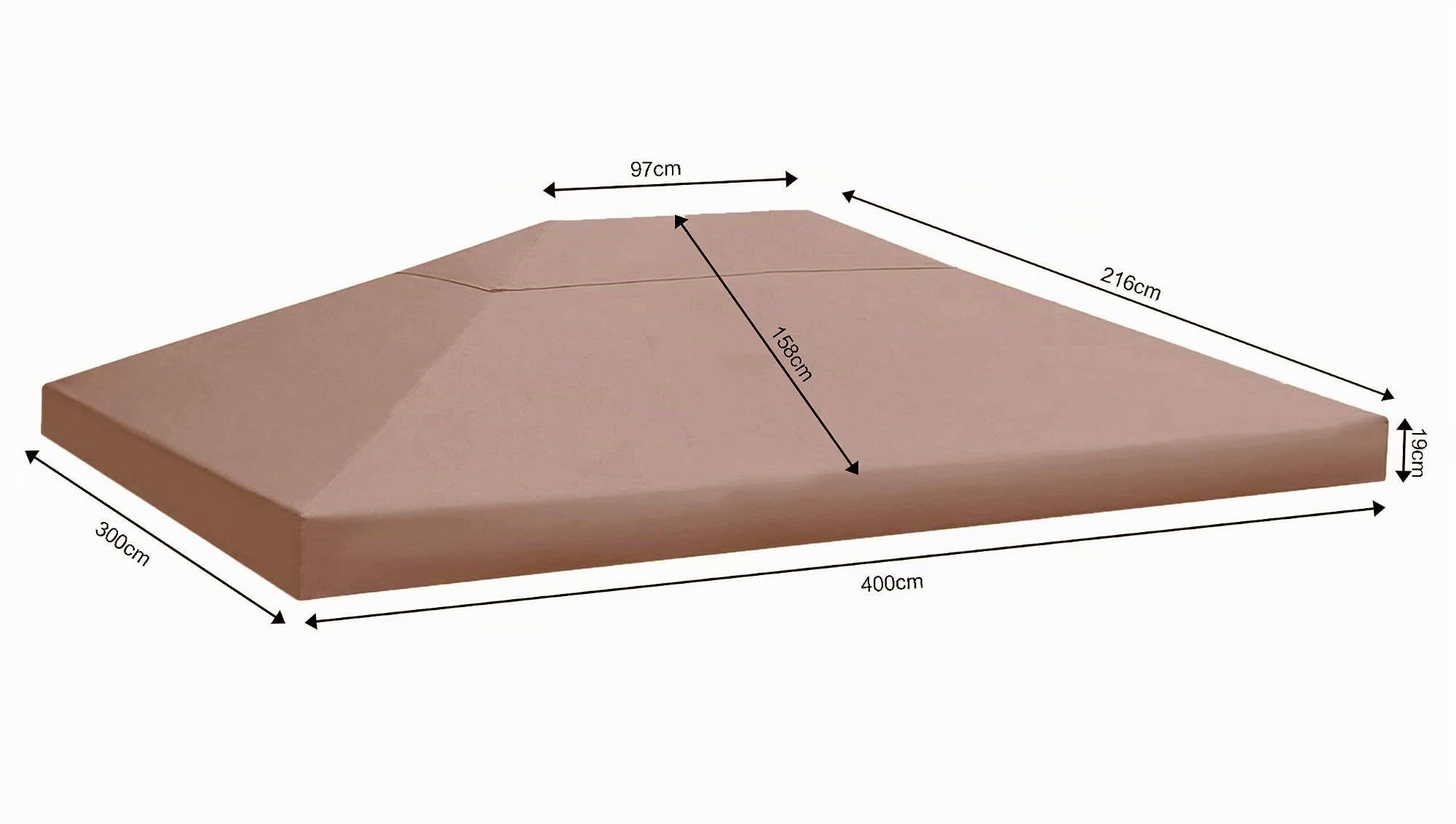 QUICK STAR Tetto di Ricambio per Gazebo 3x4m Marrone-Grigio