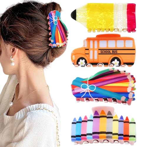 4 pinzas para cabello con diseño de profesores y escuela miniatura 1