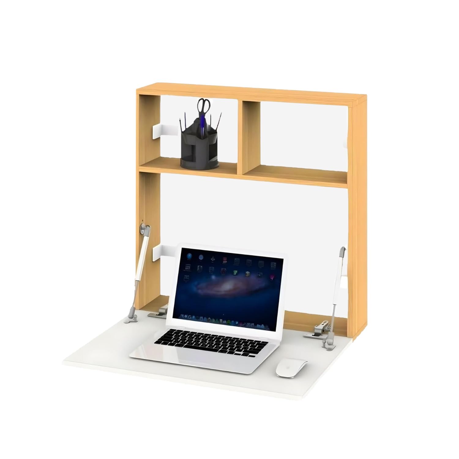 Wintem - Scrivania a Muro Richiudibile con Ripiani Portaoggetti, Design Salvaspazio per Casa e Ufficio, Facile da Ripiegare, Ideale come Scrittoio da Parete Moderno e Funzionale