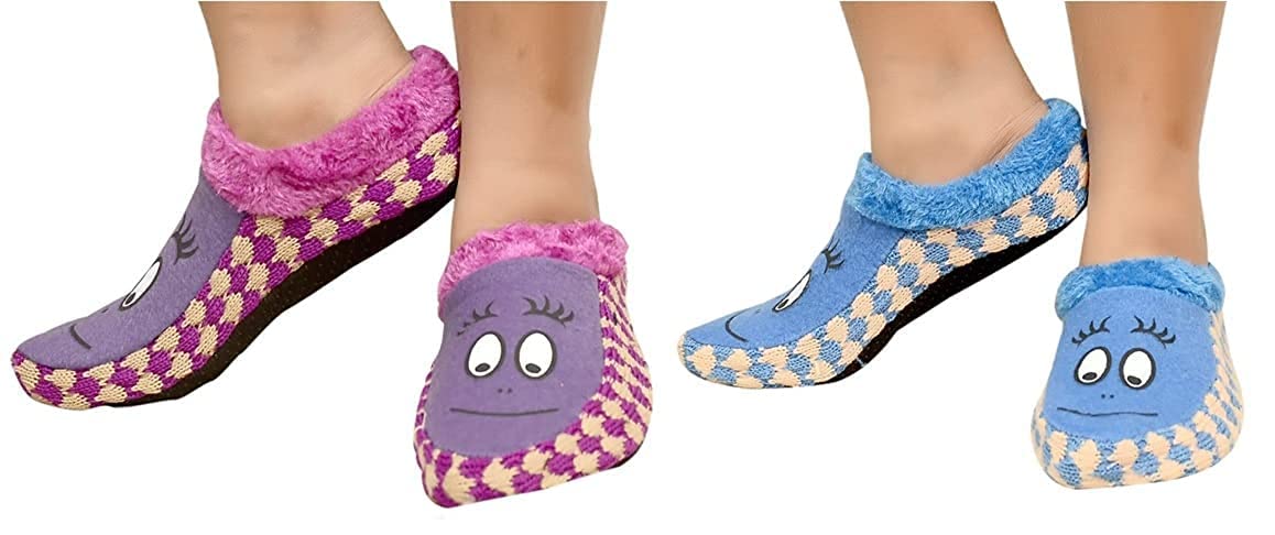 brats n beauty Women Ladies Girl Multi-Coloured Warm Winter Knitted Slipper Socks, Booties, Indoor Warm Socks with Soft Rubber Sole - Color Mixed Pack 2 Pair Fits for Size 5 to 7-picture-51