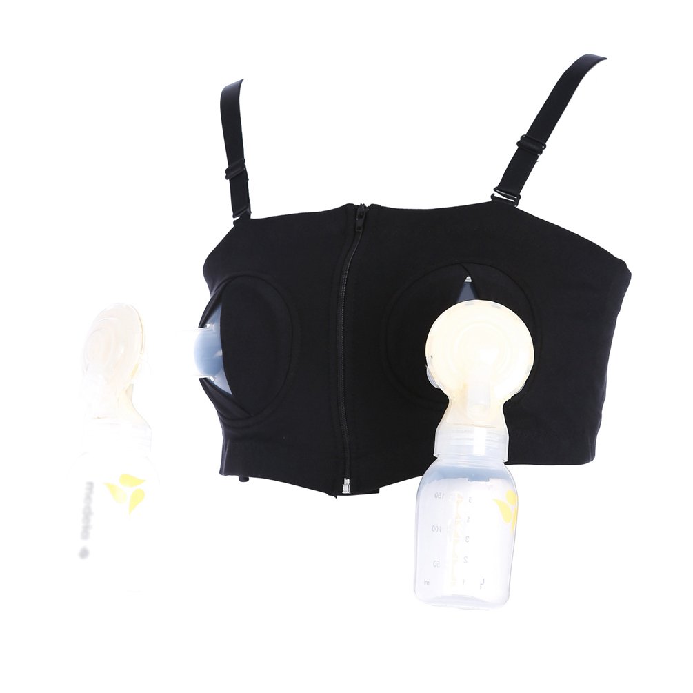Femme Tire Lait Mains Libres Maternité Breastpump Gorge d'allaitement Coton Confort Brassière Noir M