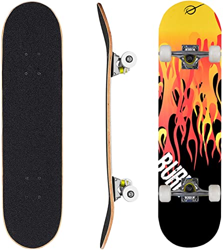 ALLSOLA Skateboard Complete Standard Skate Board 7 Layer Canadian Maple Double Kick Concave Durable Stable for Kids Youth Adult Teens Beginner Pro 79cm*20cm