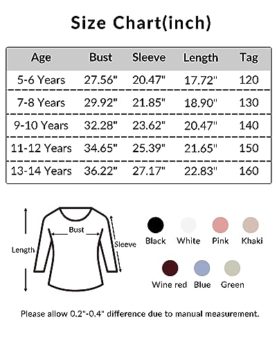 Kereda Girls Long Sleeve Shirts Lace V-Neck Knitted Pullover Casual Blouses Tops Khaki 13-14 Years thumb #5