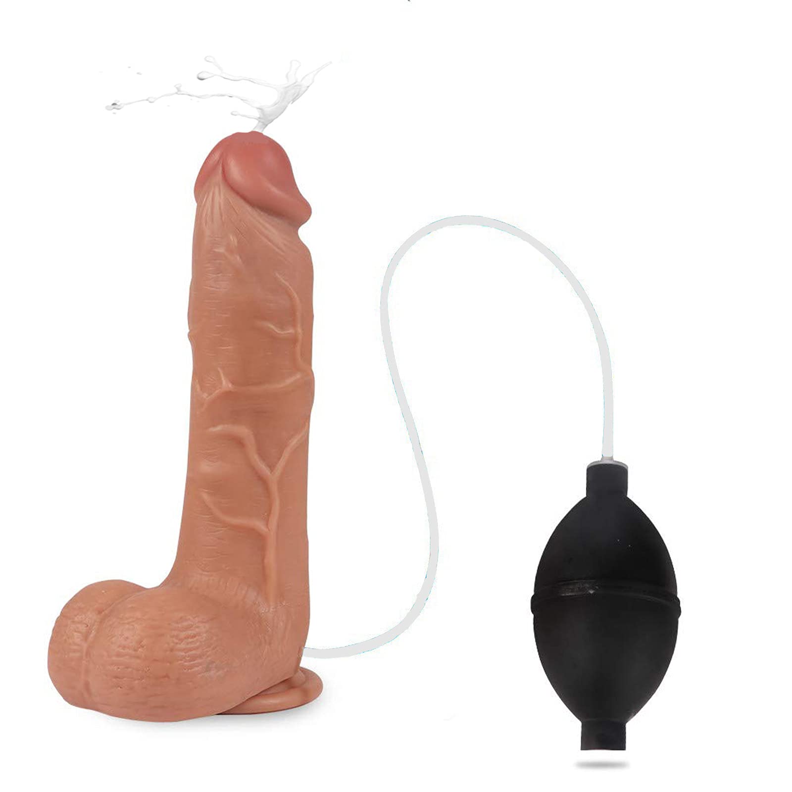 Dildo realistico che squirta funzione di spruzzo d'acqua eiaculazione simulazione vero Dong pene in silicone morbido con testicoli e base di aspirazione Masturbatore giocattolo erotico per donne