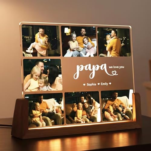 Image of Personalized Photo Collage Frame, Nana Photo Frame, Customized MomFrame, Mother's Day , Grandma Photo Collage Wooden Stand | Custom Gift | , Birthday valentine's day for Gift Him or Her (Papa Frame)