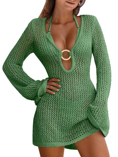 Image of ANRABESS Women Beach Crochet Cover Ups Summer Knit Swimwear Mesh Bathing Suit Hollow Out Dress 2026 Vacation Swimsuit