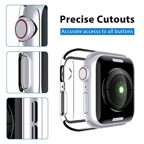 Image of L K 2 Pack LAŸK Case Compatible for Apple Watch 40mm Series 6 5 4 SE Built-in Tempered Glass Screen Protector All-Around Bumper Full Cover Hard PC Protective Case for iWatch 4 5 6 SE 40MM - Clear