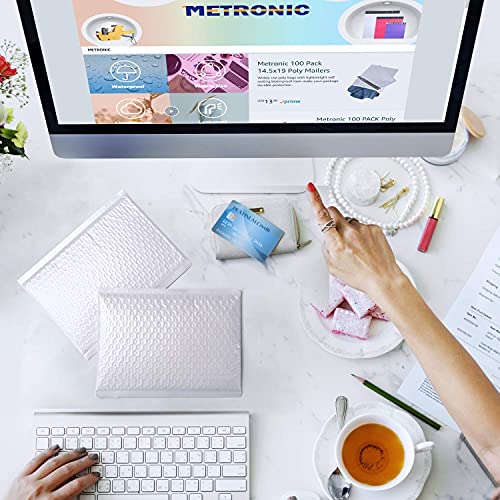 Image of Metronic Bubble Mailers 6x10 Inch 25 Pack Self-Seal Padded Envelopes White | Usable Size 6x9 inch Cushioning Bubble Bags, Bubble Envelopes Bulk for Gifts Packaging, Shipping, Mailing for Small Business #0