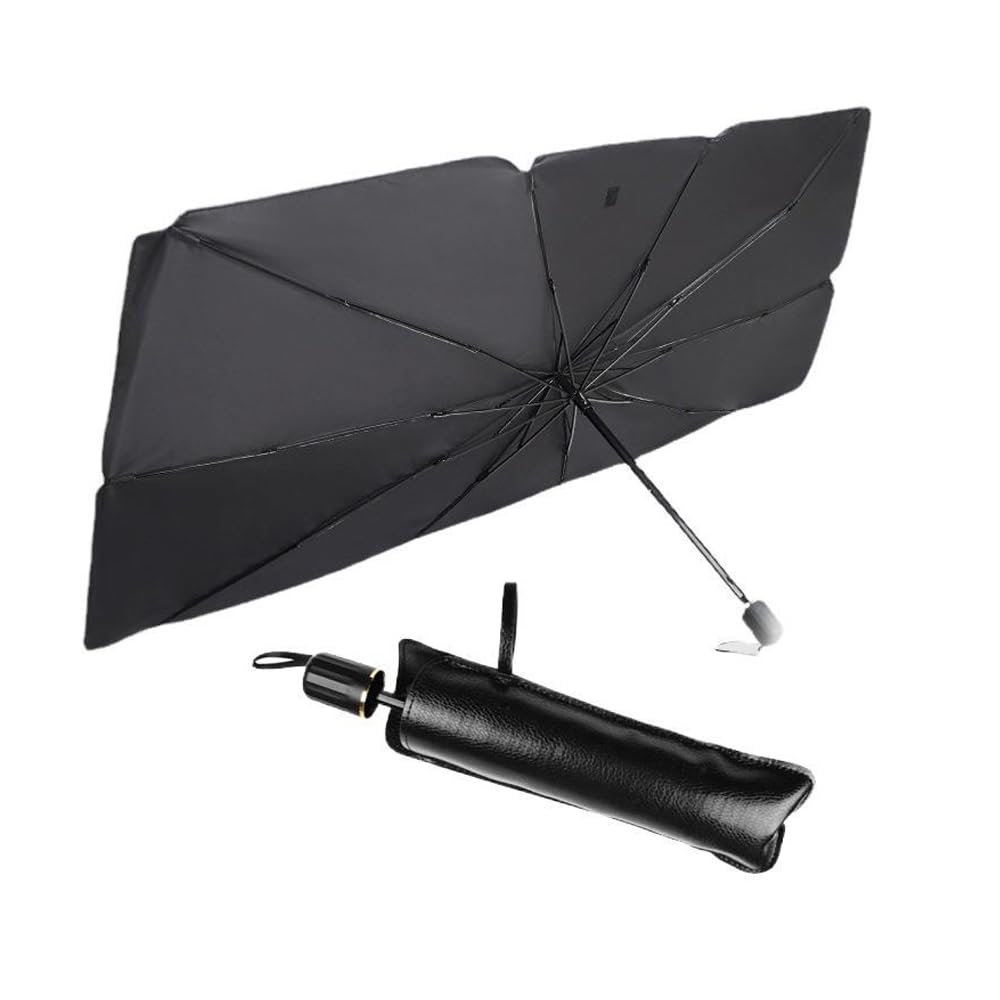 Windshield Sun Shade - Car Umbrella Sun Shade Cover with 10-rib Alloy Skeleton, Foldable Sunshade Cover for Car Front Window with Storage Bag Fits for Cars, SUV, RV 53X30 inch