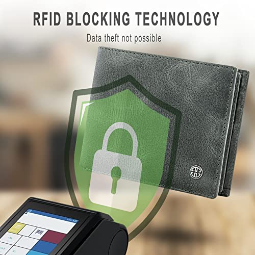 TRUSADOR Treviso Mens Wallets Bifold Leather with Coin Pocket Rfid Blocking (Green)4