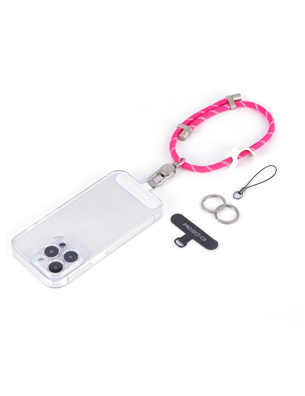 project-cb Cell Phone Wrist Strap 1,Tether Tab 2,Key Ring 2,Phone Wristlet,Adjustable Hand Strap,Phone Lanyard (Magenta-S)