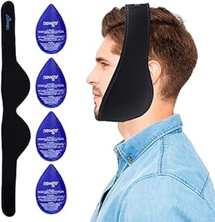 NEWGO Jaw Ice Pack Wisdom Teeth Ice Pack for Face Oral Pain Relief, Face Ice Pack Wrap with 4 Hot Cold Therapy Gel Packs for TMJ, Chin, Jaw, Facial Surgery, Tooth Extraction
