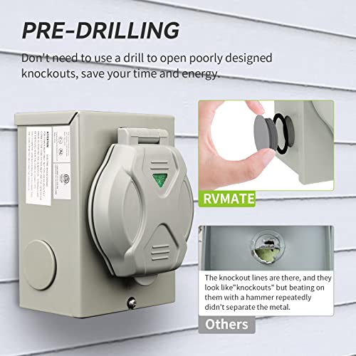 Pre-Drilling 50 Amp Generator Power Inlet Box Rvmate, Nema Ss2-50P 125/250 V 6250/12500W Power Inlet Box, Waterproof For Outdoor Use #TOP1
