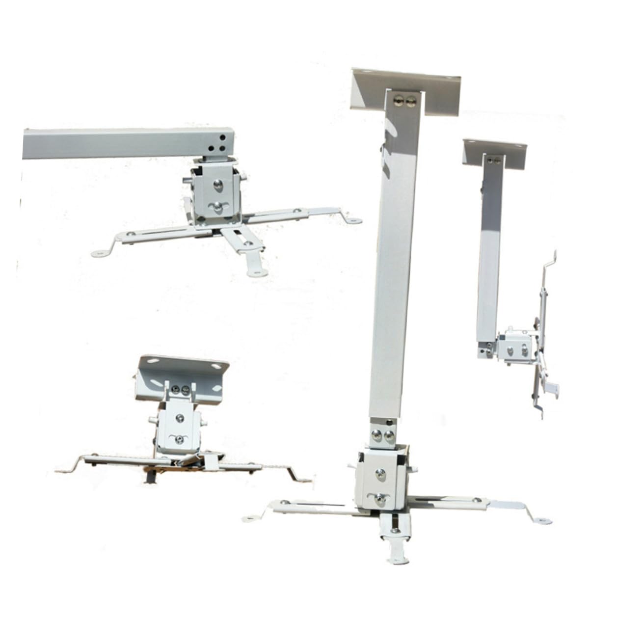 SECFOU Supporto per Proiettore da Soffitto in Ferro Bianco, Struttura Robusta Bracci Articolati e Inclinazione Regolabile, Capacità 15kg per Ambienti Interni