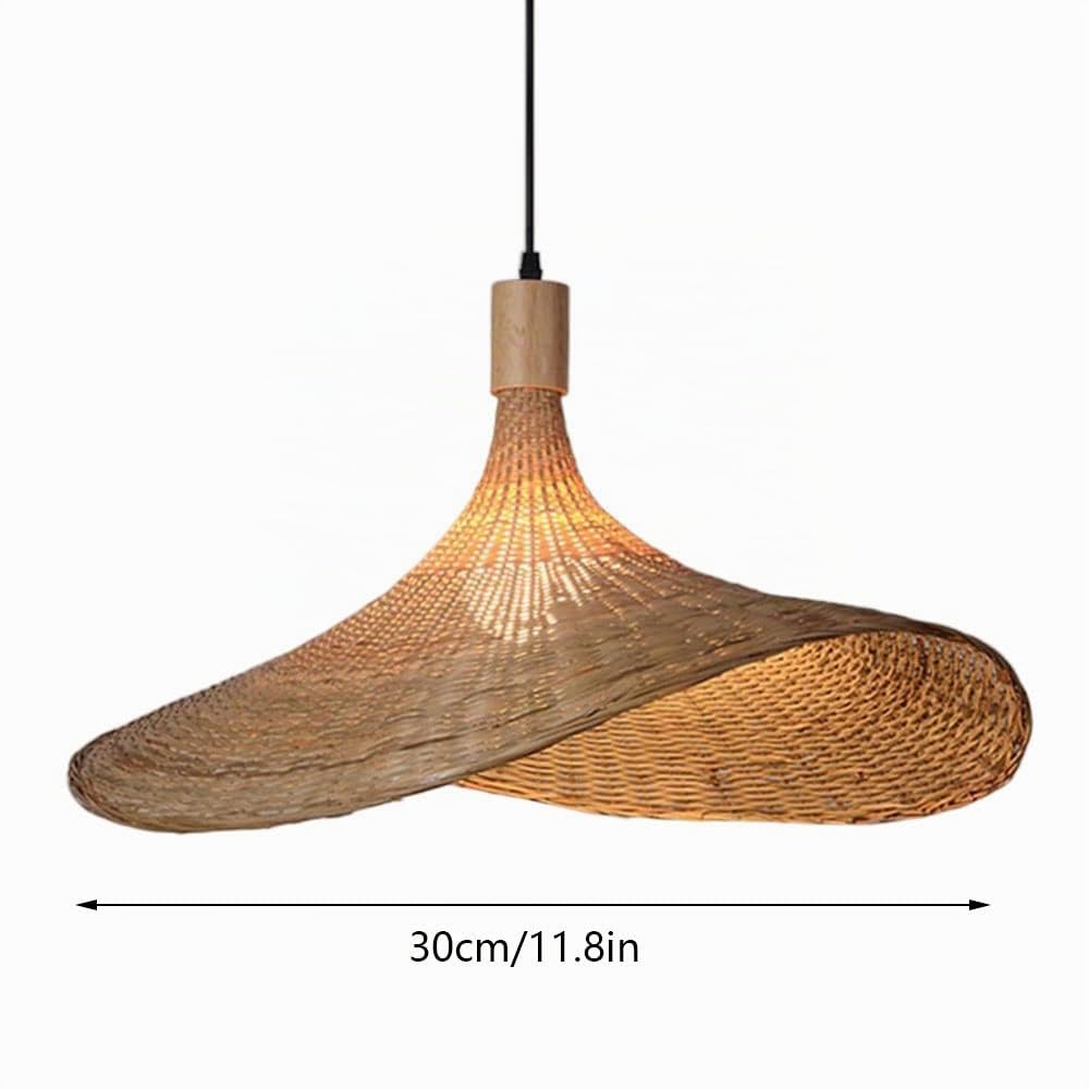 Lampadario A Cappello di Paglia in bambù Lampadari Creativi in ​​Vimini in Rattan Lampada A Sospensione Intrecciata Vintage Lampade A Sospensione per Interni Lampada in Stile Giapponese