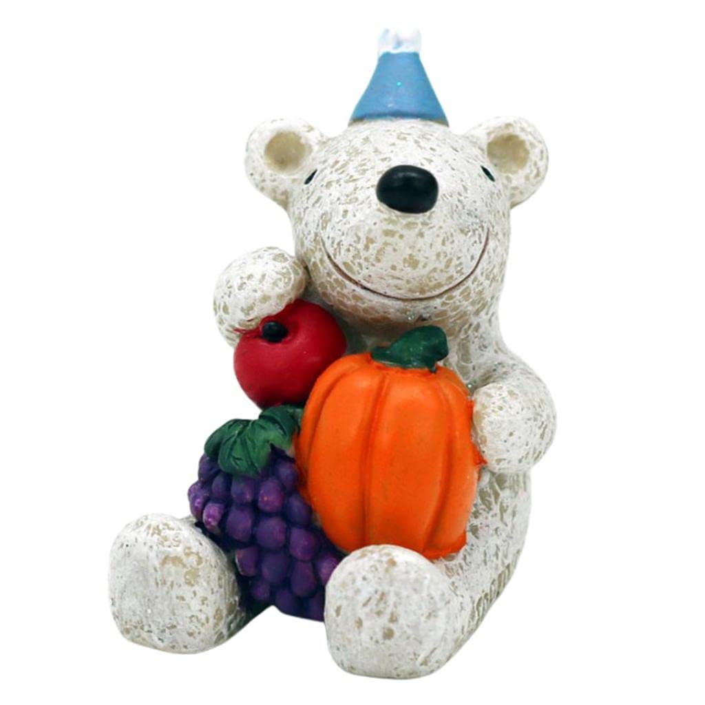 MENTResin Craft Small Animal Figures Flower Pot Bonsai Decor F-Bear Blue Cap