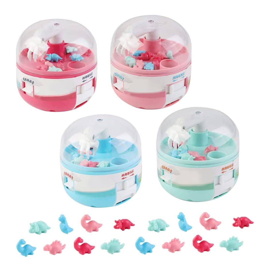 Hilai 4PCS Mini Claw Machine, Cute Dinosaur Grabber Machine, Miniature Dinosaur Catcher Game for Kids Aged 3+ Home Travel