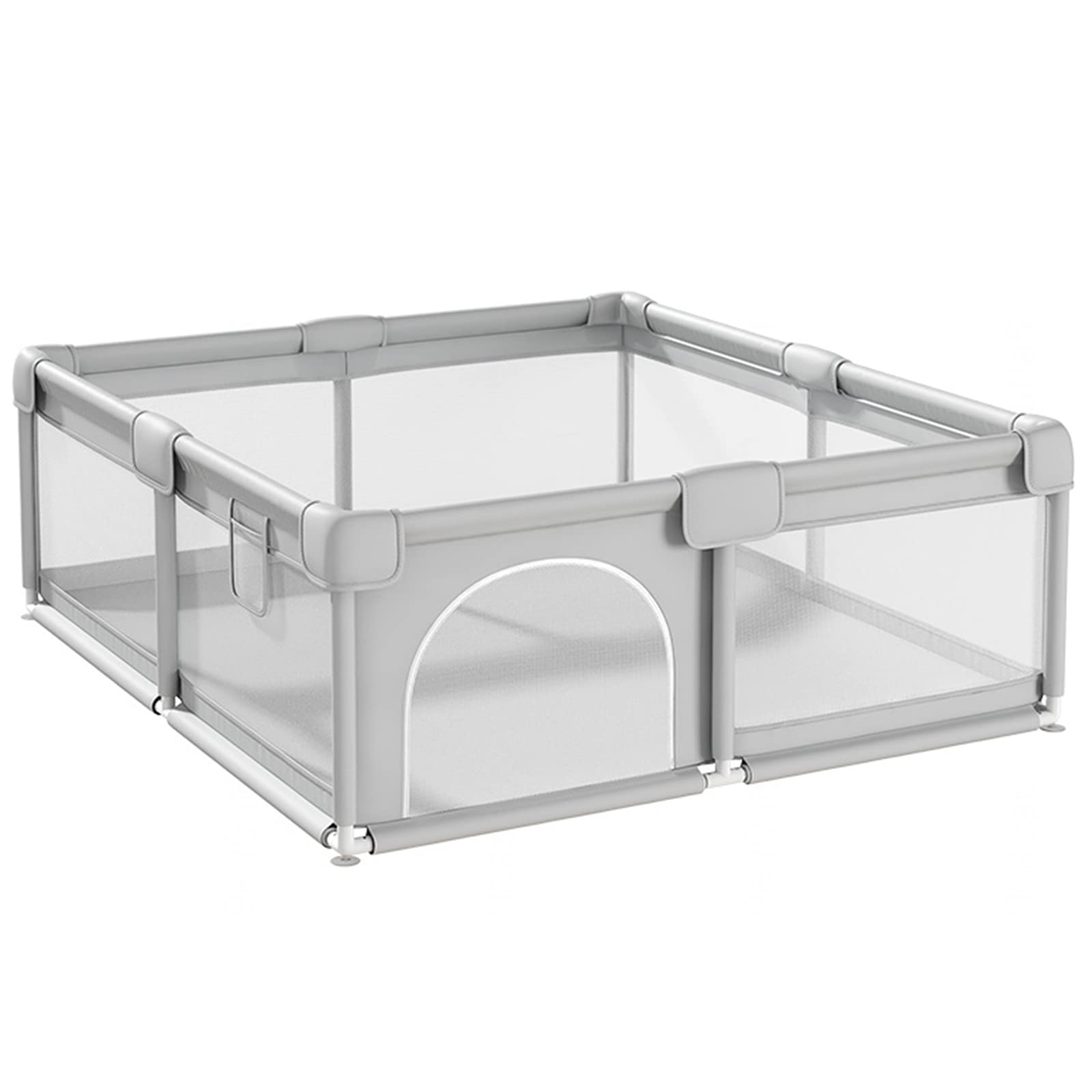 Baby Playpen,with 50 Balls,Baby Fence with Zipper Door and Breathable Mesh,Toddler Safety Playard Crawling Playpen,Indoor Outdoor Kids Activity Center Fence,Portable,68cm High,Grey-160×200cm