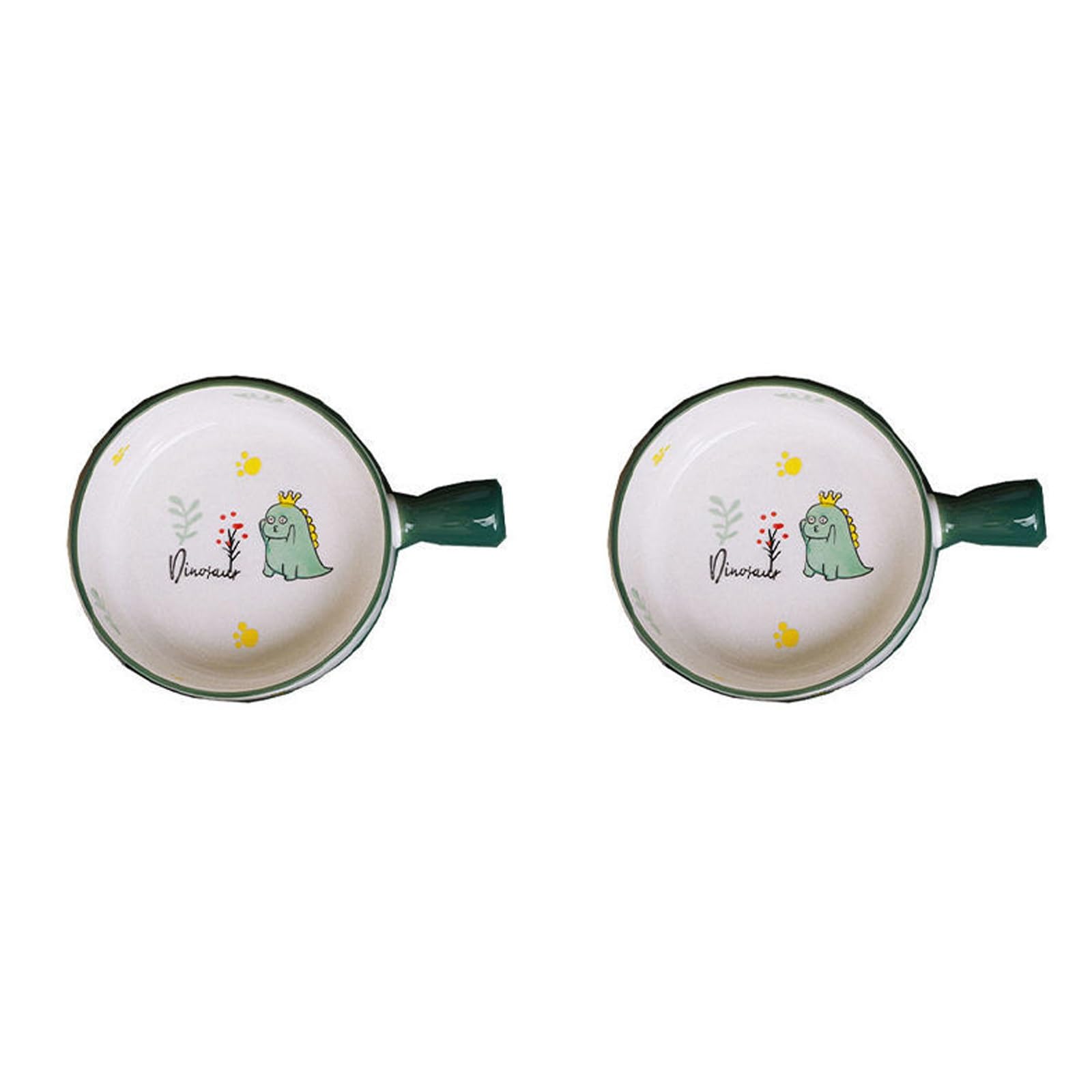 IROEJT Salad Bowls Cute Ceramic Bowl With Handle, Household Personal Tableware, Fruit Salad Bowl, Soup Bowl, Plate, Handle Bowl Kitchen Soup Bowls，2