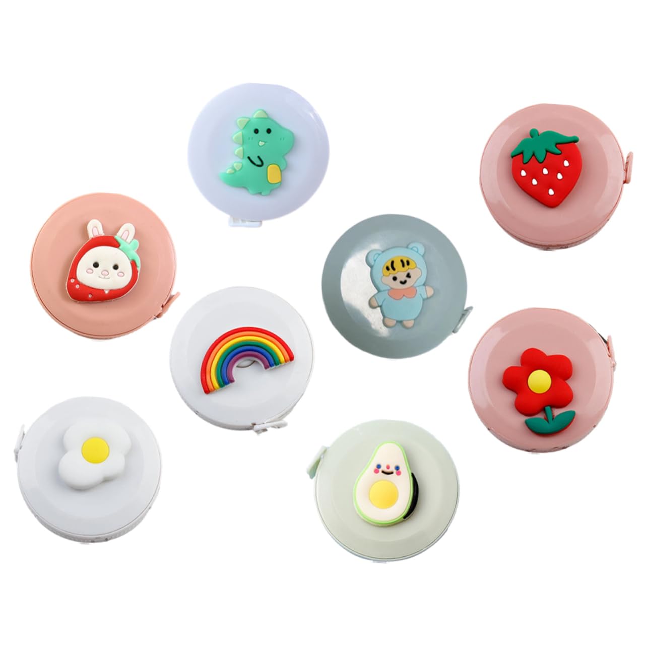 DOITOOL Mini Tape Measure Cartoon Flexible Y Compacto Para Costura Manualidades Y Medidas Corporales Retráctil Y Práctico 8 Piezas X 5