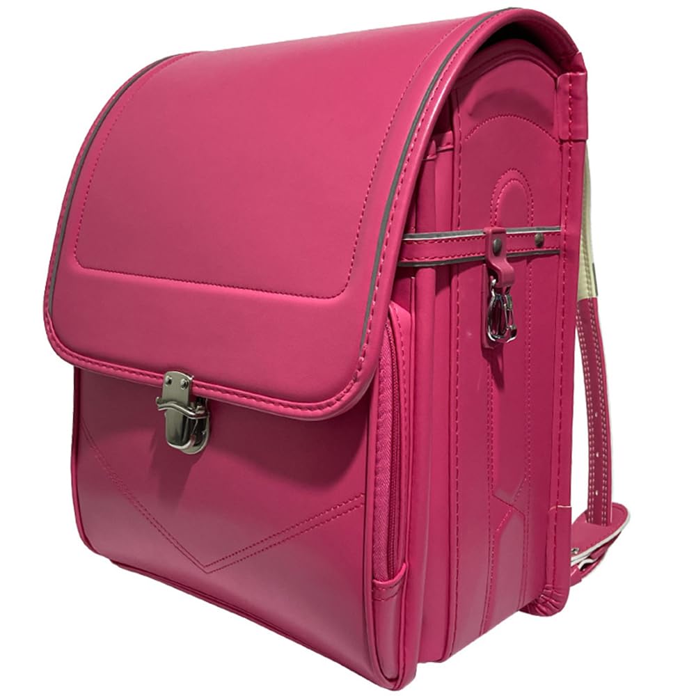 Randoseru Ransel Large Capacity School Bags Light Weight Backpack PU Leather Bookbag, for Boys Girls,Pink,37 * 28 * 20cm