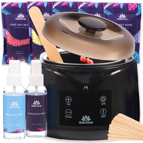 Bella Verde Waxing Kit - Home Wax Kit For Women And Men - Wax Warmer With Led Display - 5 Packs Of Wax Beads - Wax Pot - Pre & Post Wax Spray 20 Wood Sticks - Hard Wax Beans For Brazilian Body Legs Eyebrows Face Lips Armpits… #TOP28