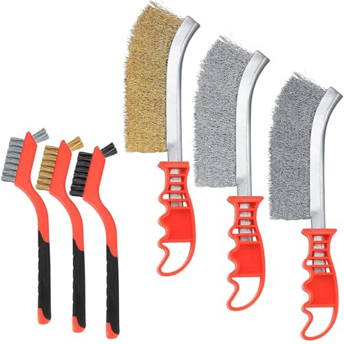 Cepillo de Alambre de latón, 6 Piezas Cepillo Alambre, Cepillo Metalico Limpieza Inoxidable, Cepillo Manual de Alambre, Cepillo de Alambre para Parrilla, para Cocinas, Campana Extractora