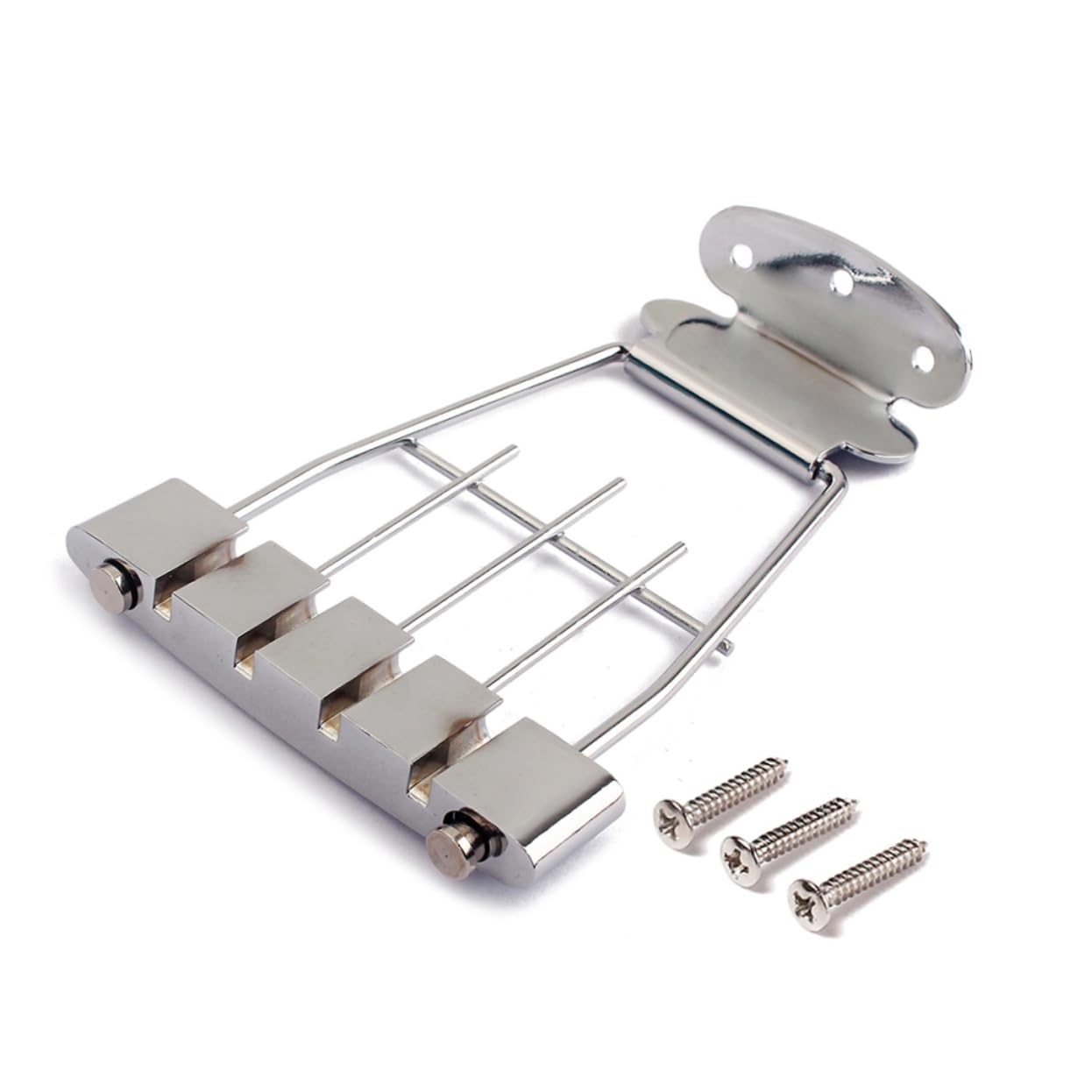 HEMOTON Adjustable Guitar Tailpiece 4-string Bass Tailpiece Bridge Chrome Finish for Guitars