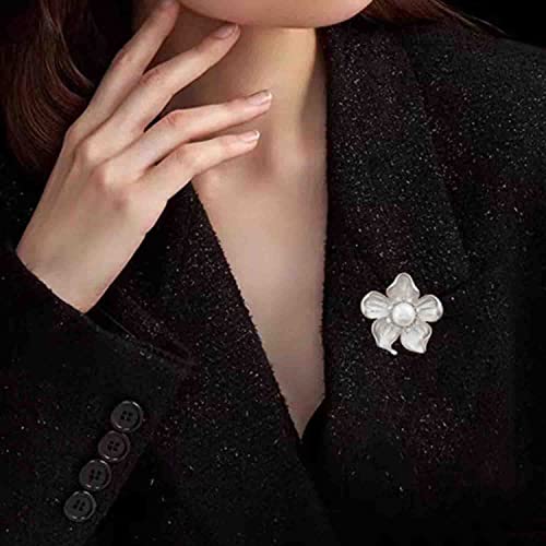Image of Fashion Rhinestone Flower Brooches Pins Cute Pearl Crystal Floral Lapel Pin Brooch Costume Decorate Jewelry for Women Gril Gift