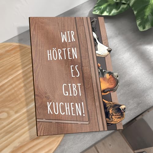 Grußkarte Hunde Holzkarte - Geburtstagskuchenkarte Geburtstagskarte | Postkarte für Hundebesitzer, Tierische Hunde-Geburtstagskarte, Hunde-Postkarte, Hundeliebhaber