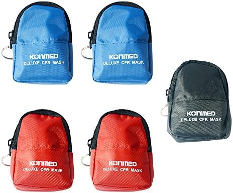 Mouth to mouth shield Mouthpiece CPR Mask Key Chain with Gloves One-Way Valve Breathing for First Aid Training or AED Training with Latex Free Gloves, 5 Packs