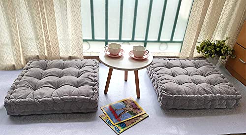 Verpert Floor Pillow 25X25 Inch, Square Meditation Cushion Floor Seating For Adults, Oversized Tufted Seat Cushion Reading Nook For Kids, Yoga Meditation Pillow For Sitting On Floor-Gray #TOP1