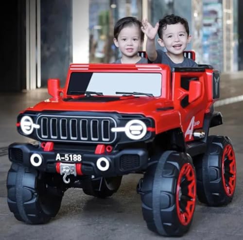 Image of KAWAII KIDS Battery Operated 4x4 Electric Car for Kids, 2-Seater Ride-On SUV with Parent Remote Control, Bluetooth, USB Music, 70kg Weight Capacity, Age 1-10 Years (1699, RED)