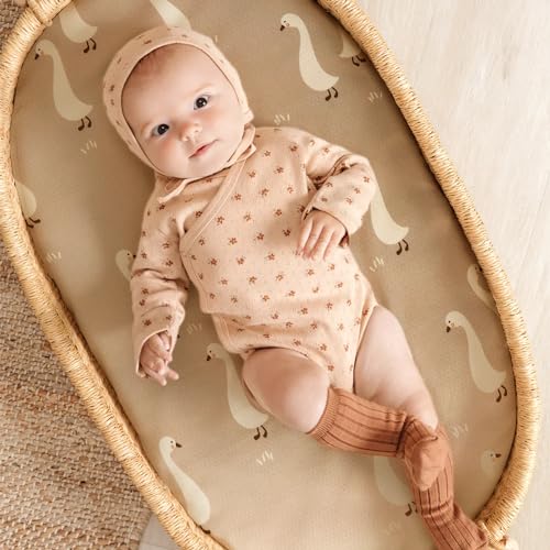Grssder Stretchy Ultra Soft Fitted Bassinet Sheets 2 Pack, Universal Fitted For Baby Cradle Moses Basket Oval Rectangle Mattress Safe And Snug, Stylish Bassinet Sheet For Baby Boy And Girl thumb #5