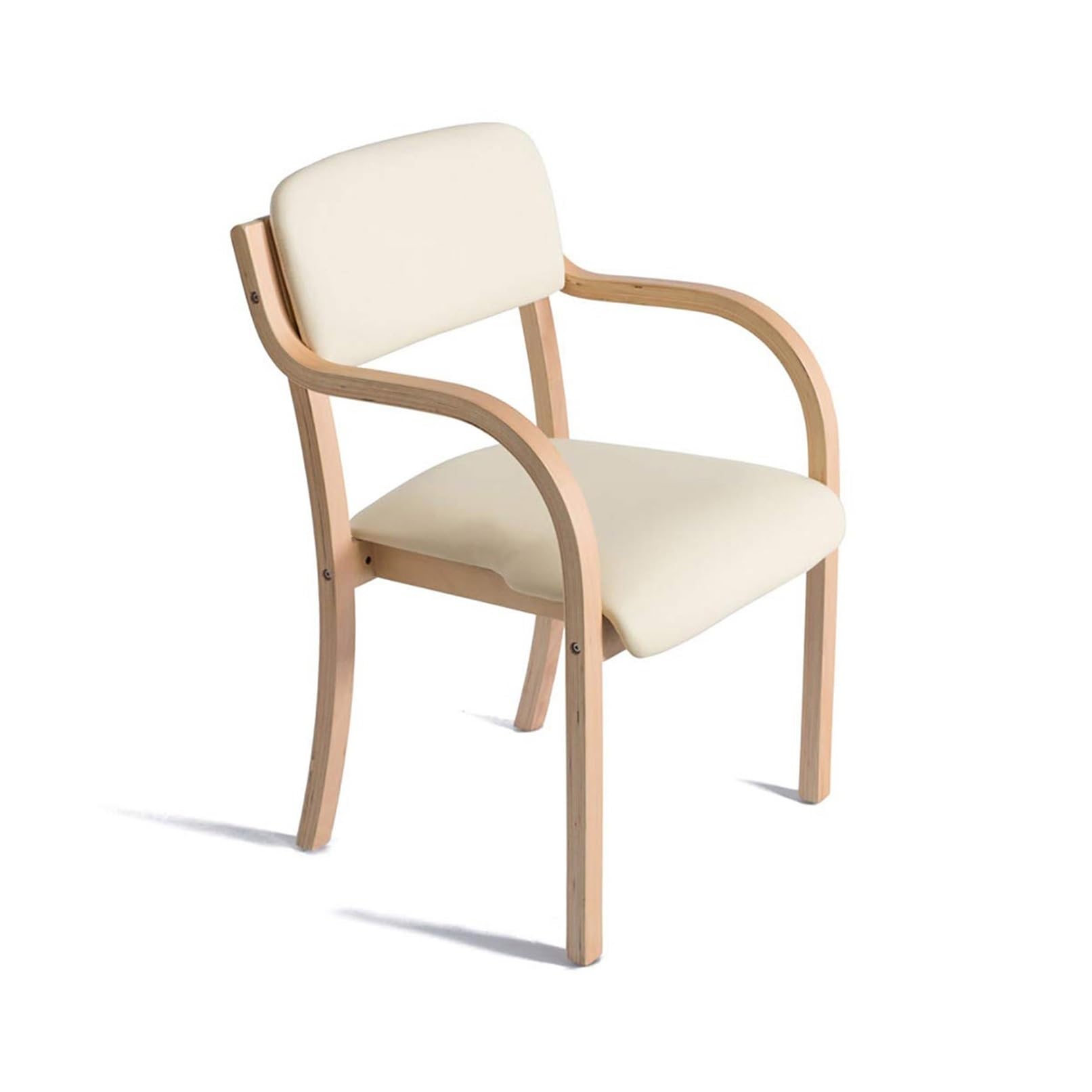 ZQKJLH Dining Chairs Kitchen Chairs Accent Chairs Side Chairs Nordic Wood Armchair with Backrest Comfortable Seat Stacking Visitor Chair Study Chair for Living Room Office Lounge Home (Color : Beige)