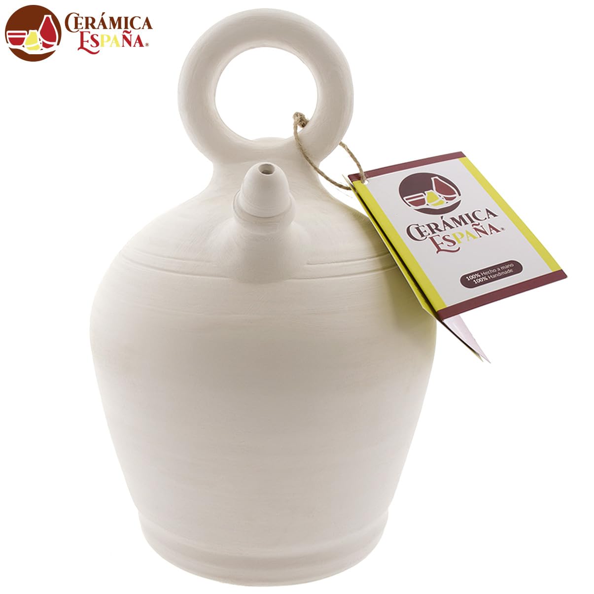CERÁMICA ESPAÑA | Kit di terracotta bianco spagnolo | Kit manico rotondo base larga Modello A02 | 100% fatto a mano | 3,5 litri | ECO