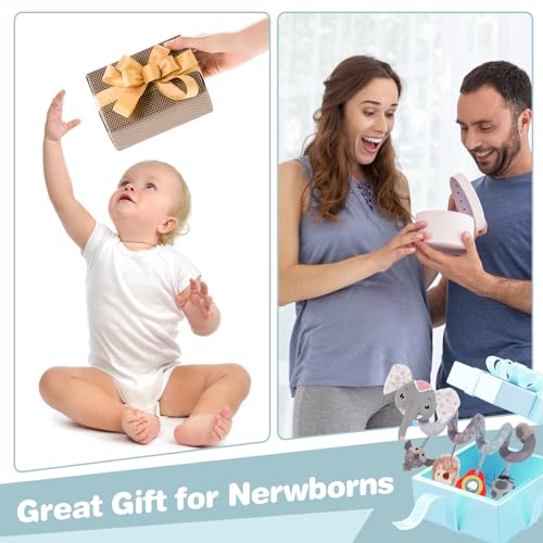 Image of FATI Baby Stroller Toys, Car Seat Toys for 0-6 Months, Sensory Toys for Newborns 0-3 Months, Infants Toys for Baby Crib Carseat with Squeaker Teether Rattles for 0 3 6 9 12 Months Babies Ideal Gifts