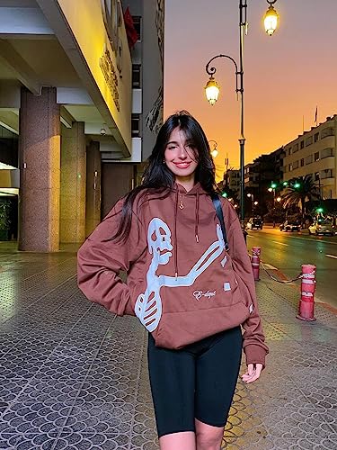 Aelfric Eden Men's Fashion Pullover Hoodie Sweatshirt Fleece Pullover Heart Hip Hop Streetwear Casual Sweatshirts Hooded Brown #TOP2