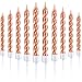 Blulu 50 Pieces Spiral Cake Candles in Holders Metallic Cake Cupcake Candles Short Thin Cake Candles for Birthday Wedding Party Cake Decorations (Rose Gold)