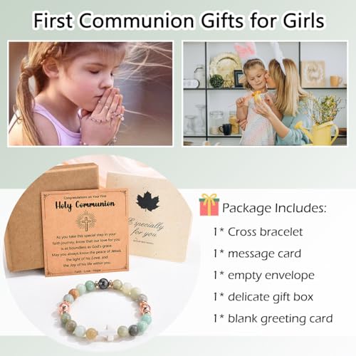Image of Leyung Christian Gifts for Women, Religious Rosary Cross Bracelet, Easter Basket Stuffers Baptism Confirmation First Holy Communion Christmas Birthday Gifts for Teen Girls