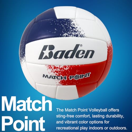 Baden MatchPoint Official Size 5 Cushioned Volleyball, Red/White/Navy