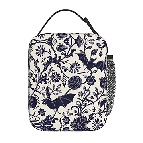Koikvs Halloween Bat Flower Insulated Lunch Box Bag Portable Lunch Tote For Women Men And Kids #TOP2