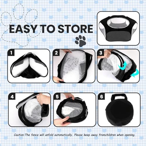 Guoxintech Small Animal Playpen, Pop Up Cage Tent with Cover - Portable Exercise Fence for Guinea Pig, Rabbit, Hamster, Chinchilla - Foldable and Waterproof, Indoor/Outdoor Pet Pen (Black) - Image 5