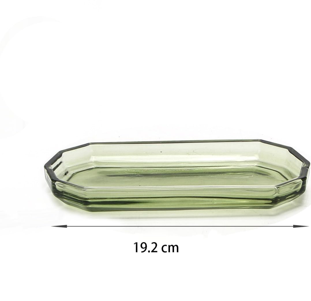BM Set Accessori Bagno in Vetro 4 Pezzi – Dispenser Sapone, Porta Spazzolino, Vassoio e Portasapone – Design Elegante e Moderno per Bagno e Toilette (Verde)