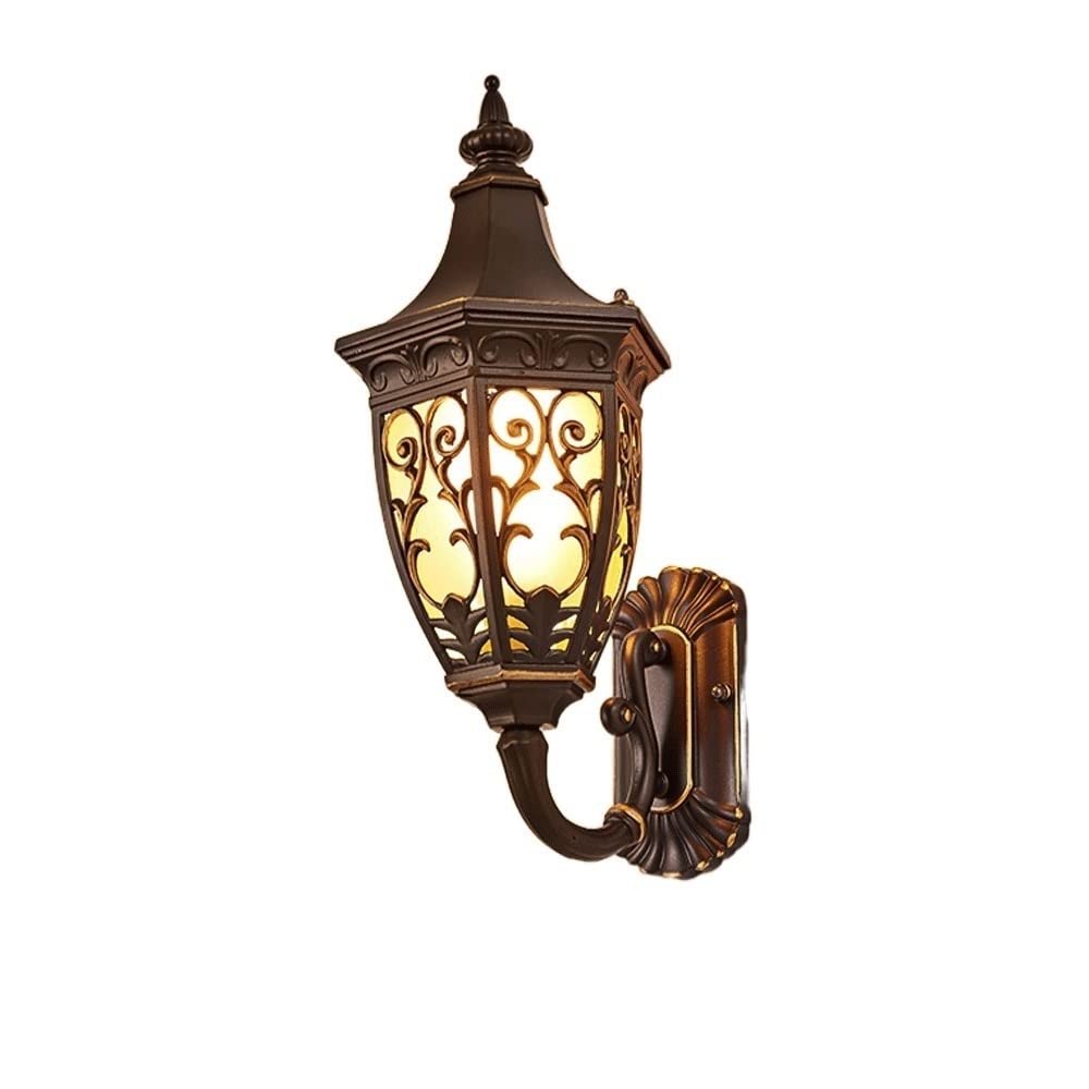 IVEKYKIBC European Outdoor Waterproof Wall Light Yellow Glass Die-cast Aluminum Lamp E27 Fashion Creative Sconce for Doorway Exterior Villa Garden Courtyard Balcony